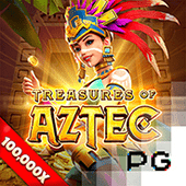 Treasures of Aztec cover art with temple stones on a dark reel